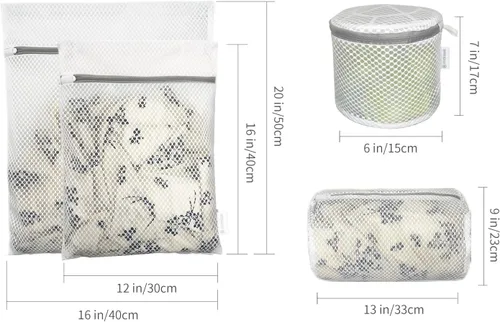 Miniatura 6 de 4 bolsas de malla de panal para ropa delicada con cremallera, bolsas de lavado de ropa para ropa interior, lencería, brasier, blusa, medias