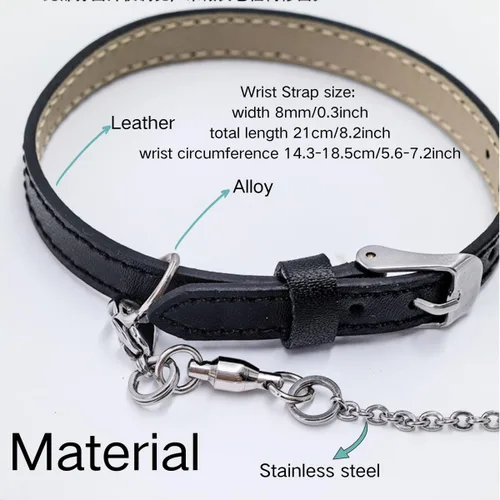 Miniatura 5 de Cadena de pie de pájaro cuerda de entrenamiento de acero inoxidable volador con correa de cuero para muñeca de loro al aire libre, anillo