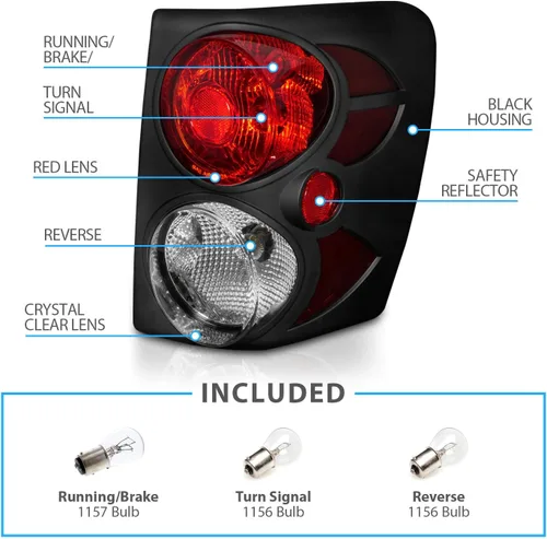 Miniatura 5 de AmeriLite Conjunto de luces traseras de freno de repuesto en negro 3D con relieve para 99-04 Jeep Grand Cherokee - Lado del pasajero y del conductor