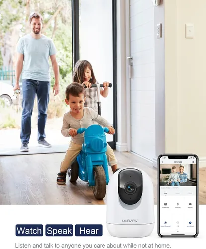 Miniatura 8 de MUBVIEW - Cámaras para seguridad del hogar, WiFi 2.4/5GHz 2K interior con cable para bebé/mascota con aplicación para teléfono, visión nocturna, Un