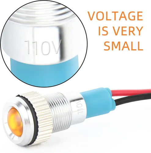 Miniatura 2 de GASHER Luz indicadora de ahorro de energía de 110V/24V/12V 20mA Tamaño del orificio de montaje 0.472 in (1/2 pulgada) Verde, Amarillo, Rojo, Azul