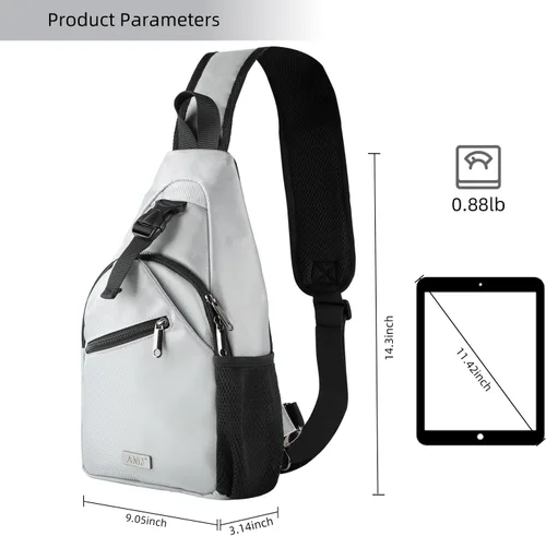 Miniatura 8 de AMJ Bolso bandolera para hombres y mujeres, mochila de hombro casual, mochila de pecho para senderismo y viajes