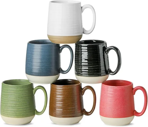 Miniatura 19 de Juego de tazas de café de cerámica grandes - 15 oz tazas de café con mango de porcelana, juego de 4 con mango, perfectas para capuchino, té, moca