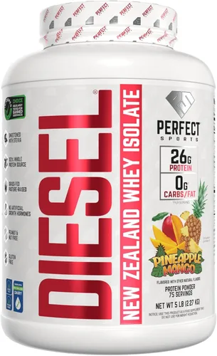 Miniatura 34 de PERFECT SPORTS Diesel 100% aislado de proteína de suero de Nueva Zelanda Endulzado con stevia, sin ingredientes artificiales, apto para dieta Keto