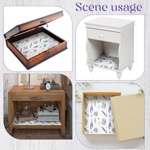 Miniatura 5 de Geelin 24 hojas de forros de cajones perfumados para aparador, hojas de papel no adhesivas, forro de papel fragante para estantes, armario