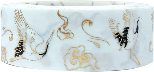 Miniatura 9 de allydrew Cinta adhesiva Washi de lámina dorada poética, 0.591 in x 16.4 ft, grúas en rojo