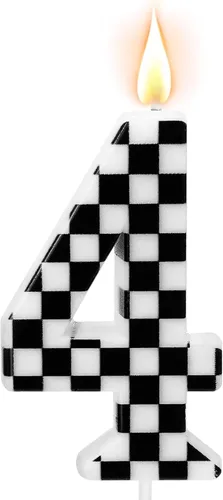 Miniatura 10 de Velas de cumpleaños con temática de autos de carreras, velas a cuadros número 1, adorno de pastel a cuadros blanco y negro, suministros para fiestas