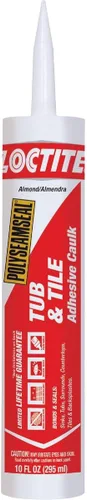 Loctite Polyseamseal - Sellador para bañera y azulejos de almendra, cartucho de 10 onzas líquidas (2154752)