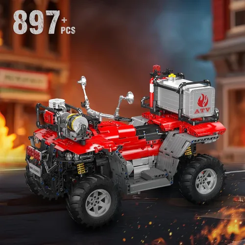 Miniatura 2 de Mould King Kit de construcción de motocicleta ATV Fire 23003, más de 2100 piezas, juego de motocicleta técnica con control doble, compatible
