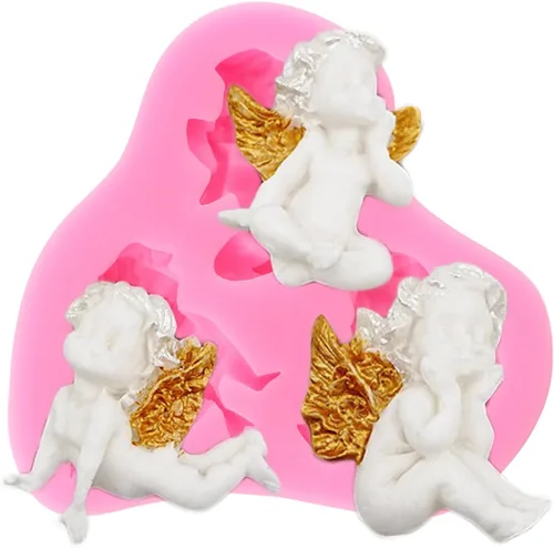 Miniatura 6 de ZiXiang Angel Baby - Moldes de silicona para decoración de pasteles, decoración de cupcakes, pasta de goma de mascar de chocolate, juego de 5