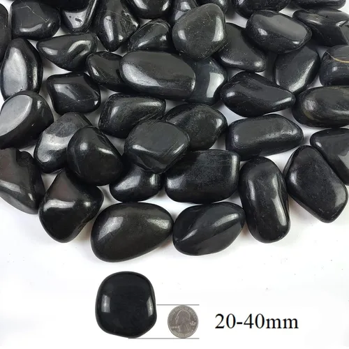 Miniatura 2 de Rocas de río negras pulidas naturales de 1-2.2 pulgadas, guijarros negros pulidos de 20 libras para paisajismo de jardín. Rocas decorativas de río