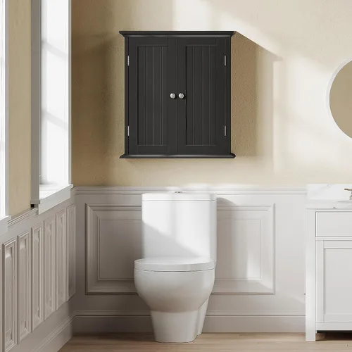 Miniatura 2 de Botiquín ChooChoo de baño para pared, gabinete de almacenamiento que ahorra espacio sobre el inodoro, botiquín de medicina con 2 puertas y estantes
