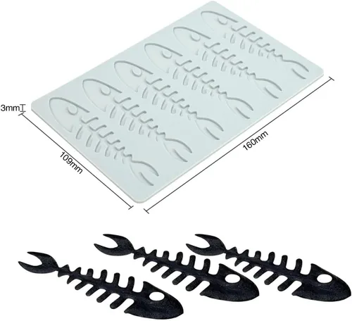 Miniatura 2 de Molde de silicona en forma de langosta con encaje Molde de caramelo de chocolate Molde de hueso de pescado hueco 3D en forma de langosta Molde