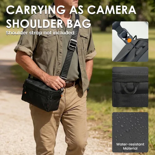 Miniatura 6 de TARION - Bolsa acolchada para cámara con marco protector DSLR interior organizador Se adapta a 1 cámara y 2 lentes: tapa extraíble compatible