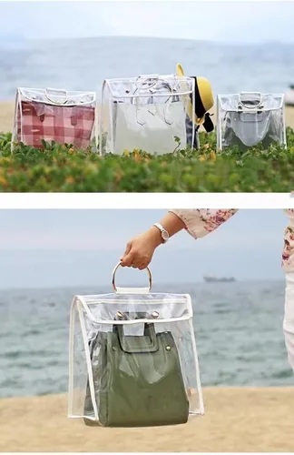 Miniatura 7 de Bolsa transparente para el polvo, organizador de bolso a prueba de polvo, soporte de gancho para armario (5.9 pulgadas 15.4 pulgadas 13 pulgadas)