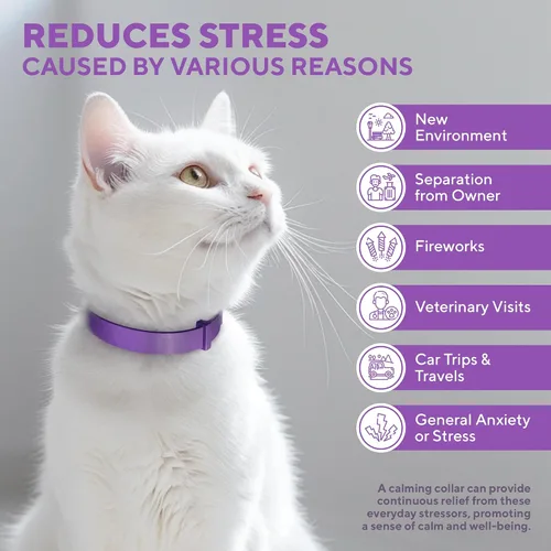 Miniatura 3 de Collar calmante para gatos y productos antiansiedad para mascotas, collares de feromonas calmantes felinas y alivio del estrés para gatos, ayuda