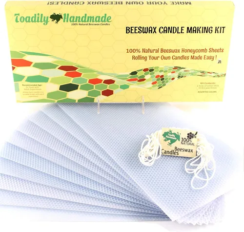 Miniatura 8 de Kit de fabricación de velas de cera de abejas, 10 hojas de panal de cera de abeja 100% de tamaño matrimonial en varios colores y aproximadamente 6