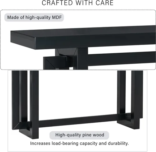 Miniatura 4 de Mesa consola de madera maciza, 59.1 pulgadas, entrada extralarga, mesa de sofá para entrada, pasillo, sala de estar, vestíbulo, estilo minimalista