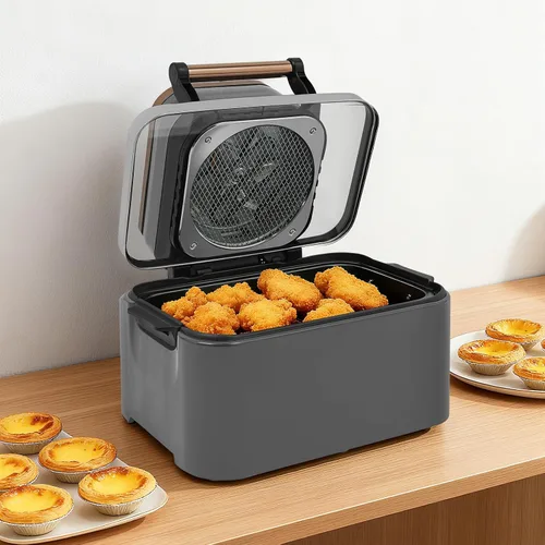 Miniatura 4 de Freidora de aire gris plateado de 12.68 cuartos de galón con ventana de vidrio visible, horno freidora de aire eléctrico familiar grande de 1700 W