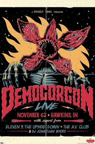Miniatura 9 de Netflix Stranger Things - Póster de pared en vivo Demogorgon, 22.4 pulgadas de largo x 14.7 pulgadas de ancho, versión enmarcada de madera de granero