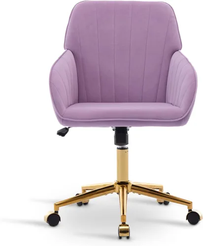 Miniatura 13 de Silla de tocador de terciopelo con ruedas, silla giratoria de maquillaje de altura ajustable, silla de escritorio pequeña sin brazos para Blanco-2