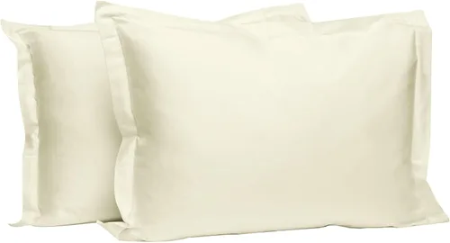 Miniatura 106 de Pizuna Juego de 2 fundas de almohada de 100 % algodón puro, tamaño estándar, color blanco, lujosas fundas de almohada de 400 hilos de satén