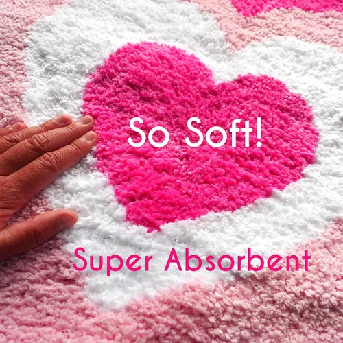 Miniatura 3 de Evovee Alfombra de baño de corazón rosa, divertida y bonita, decoración de baño, San Valentín, alfombra de ducha retro, funk, estética, divertida