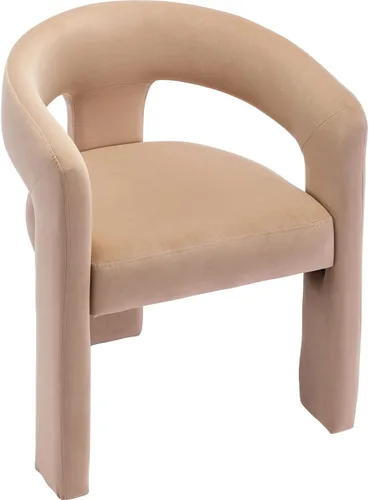 VESCASA Silla de Comedor de Barril de Terciopelo con Respaldo Abierto, Sillón Lateral de Acento Moderno Tapizado con 3 Patas para Caqui-terciopelo