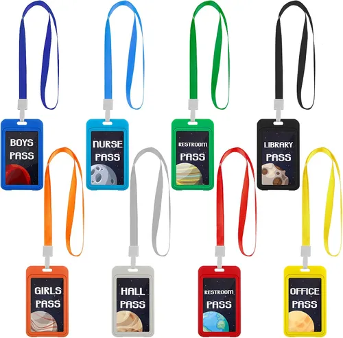 Miniatura 8 de Juego de 8 cordones de pasillo y pases escolares, juego de pases escolares de PVC irrompible, juego de pases escolares para profesores, biblioteca