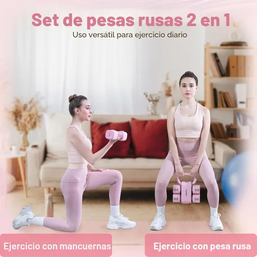 Miniatura 4 de kisnbld Juego de mancuernas ajustables de 2, juego de 4 en 1 de pesas libres para mujeres con ajuste rápido, cada juego de pesas de mano de 2 libras