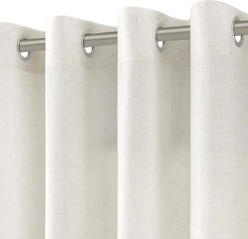 Miniatura 25 de Cortinas de lino beige de abedul de 84 pulgadas de largo para sala de estar, cortina semitransparente filtrante de luz de lujo, decoración moderna