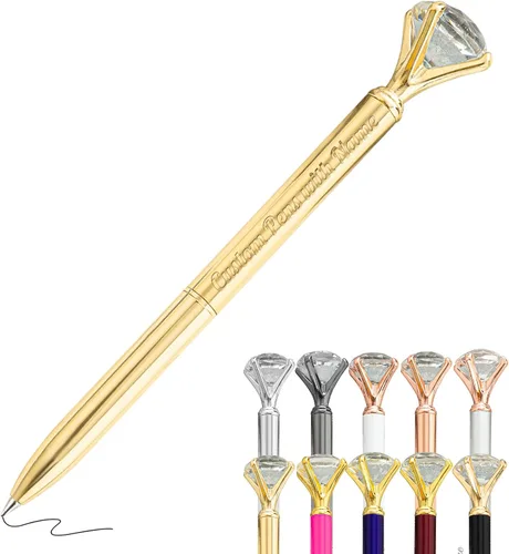 Miniatura 38 de Hasta 100 bolígrafos de diamante personalizados a granel con nombre, bolígrafo de impresión personalizada con logotipo de negocios grabado, mensaje