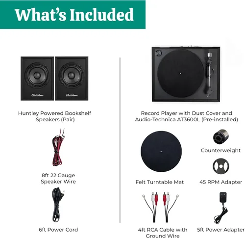 Miniatura 9 de Electrohome Montrose - Reproductor de discos de vinilo actualizable con Huntley, altavoces Bluetooth alimentados, controlador de 3 pulgadas, para un