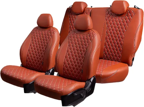 Miniatura 22 de Lord AutoFashion - Fundas de asiento para Toyota Tacoma 2016-2023 Turin Diamond de ajuste personalizado, impermeables, de cuero ecológico, diseño