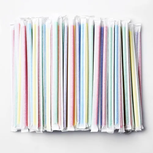 Miniatura 8 de ALINK Paquete de 500 popotes desechables de plástico de varios colores, pajitas rectas envueltas individualmente, 7.75 x 0.23 pulgadas