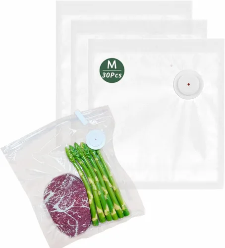 Bolsas selladoras al vacío para alimentos, 30 unidades (11 x 10 pulgadas), sin BPA, bolsas reutilizables para calefacción en microondas, cocina y