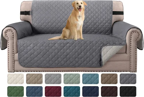 Miniatura 17 de H.VERSAILTEX Funda de sofá resistente al agua para sofá de 3 cojines, reversible, protector de muebles acolchado con correa elástica, funda de sofá