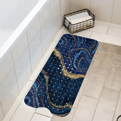 Miniatura 6 de LNOND Tapete de baño de mármol antideslizante, extra largo de 40 x 16 pulgadas, tapete antideslizante para bañera, tapete de ducha de mármol azul
