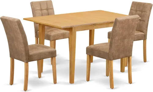 Miniatura 26 de East West Furniture NFAS3-BLK-09 - Juego de mesa de cocina de 3 piezas, incluye una mesa de madera y 2 sillas acolchadas de tela de poliéster azul