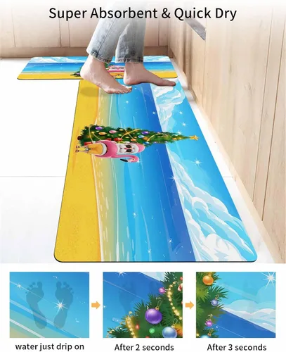 Miniatura 4 de Tapete de baño de Navidad para bañera, antideslizante, de secado rápido y absorbente, con tierra de diatomeas, para fregadero de cocina, lavable