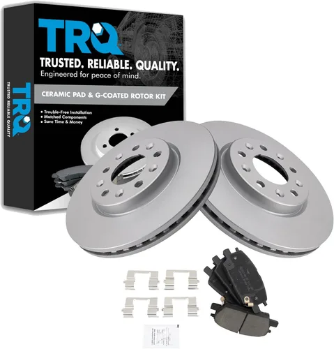 Miniatura 112 de TRQ Juego de pastillas de freno delantero y rotores con revestimiento de cerámica compatible con Jeep Compass Patriot 2017