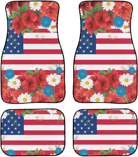 Miniatura 18 de 70S 80S Alfombra de suelo de automóvil con flores hippie y margaritas, 4 piezas, accesorio hippie para automóvil para mujeres, almohadilla de suelo