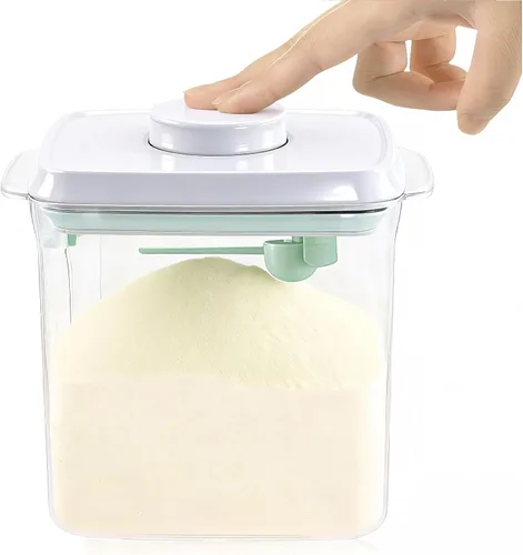 Miniatura 8 de Contenedor de fórmula para bebé dispensador de fórmula con raspador y cuchara, un botón, práctico contenedor de leche en polvo de 35.27 oz sin BPA