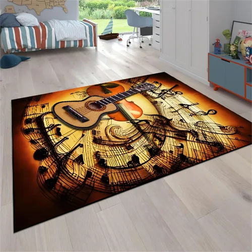 Alfombra de guitarra, 3 x 4 pies, alfombra de guitarra eléctrica, para interiores, antideslizante, reducción de ruido, lavable a máquina, alfombra