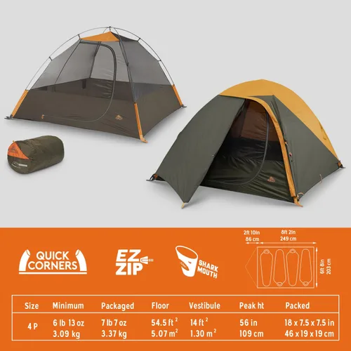Miniatura 5 de Kelty Grand Mesa 2P or 4P Backpacking Tent – 3 Season Camping, Thru Hiking Shelter, Aluminum Pole Frame, Single Door + Vestibule