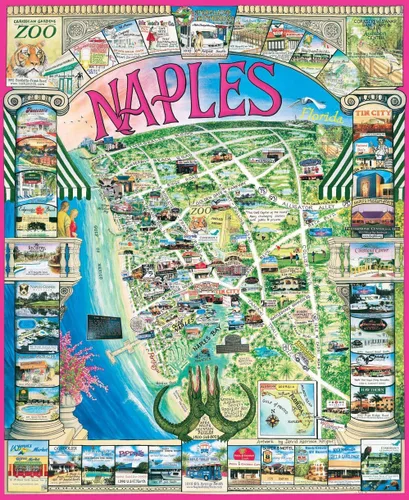 White Mountain Rompecabezas de 1000 piezas con mapas costeros, piezas grandes, regalo para adultos y familia, 24 x 30 pulgadas, Nápoles, Florida