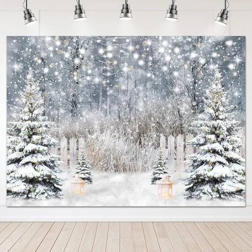 Miniatura 10 de Avezano Telón de Fondo de Fotografía de Invierno Purpurina Bosque Nevado Pino Árbol Fondo Nieve Navidad Xmas Fiesta de Vacaciones Decoración