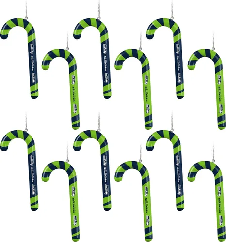 Miniatura 10 de NFL Team Logo 12 Pack Candy Cane Ornament Set