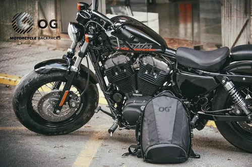 Miniatura 8 de Mochila de Motocicleta Original OG Negra Expandible, Bolsa para Casco de Moto, Correa para Casco