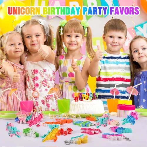 Miniatura 4 de Recuerdos de fiesta de unicornio para niños, bolsas de regalo, juguetes para ansiedad a granel, paquete de 32 juguetes de unicornio, rellenos